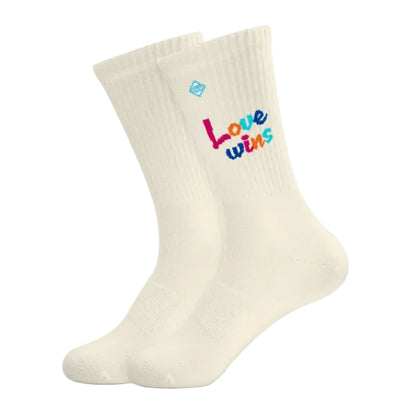 "Love wins" - beige Tennissocken von J. Clay für Frauen und Männer