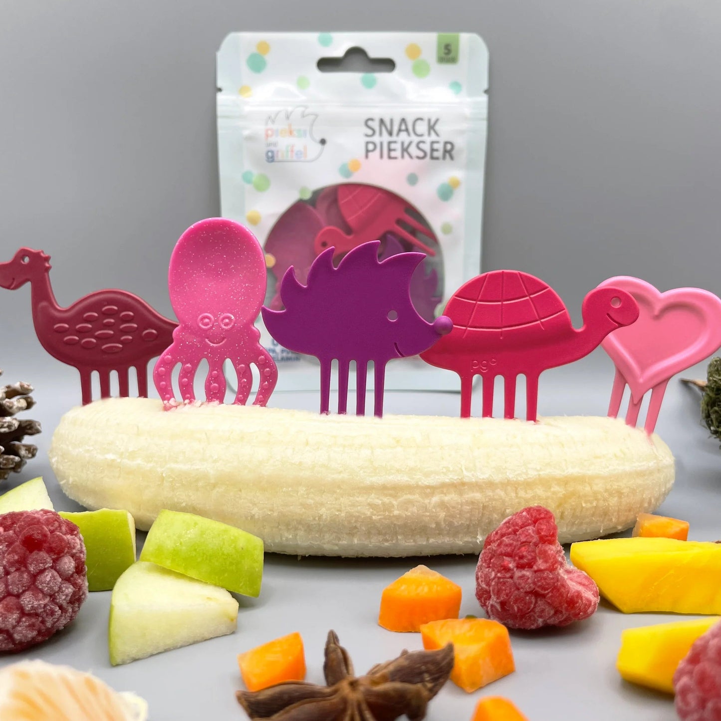 Gemengde Snackprikkers "Pretty in Pink" van Pieksi & Griffel, set van 5