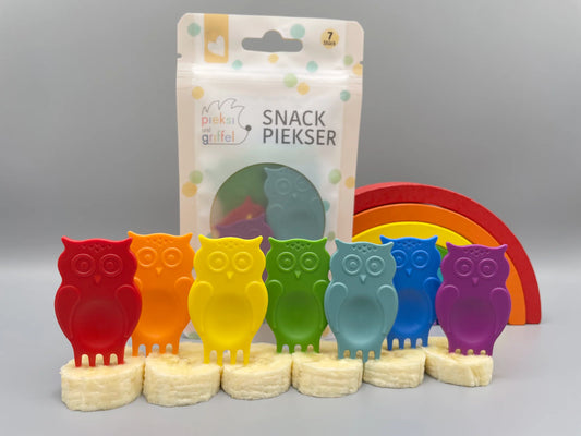 Eulen-Snackpiekser "Colourfowls" von Pieksi & Griffel, 7er Set