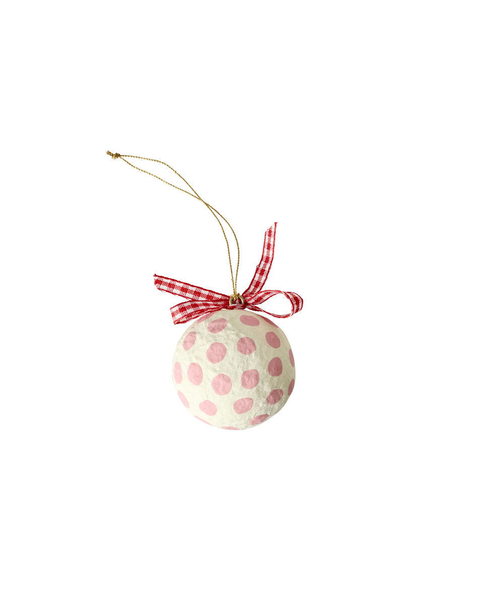 RICE Weihnachtsanhänger  "Rosa Punkte & Schleife" - als Dekoration für den Weihnachtsbaum
