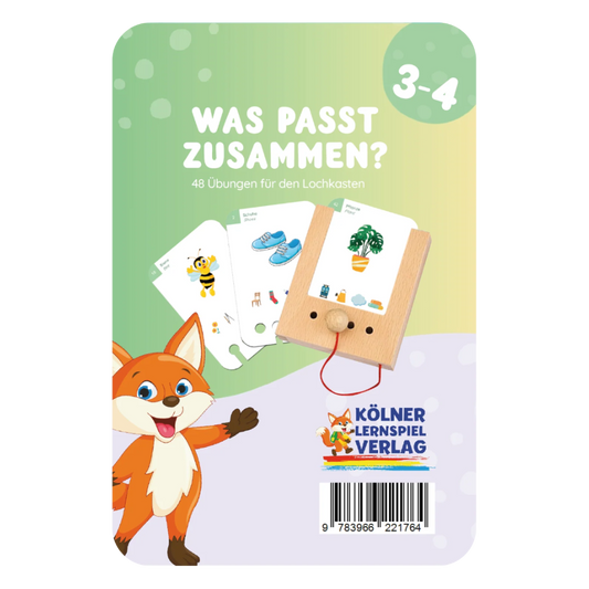 Kartensatz "Was passt zusammen?" für den Lochkasten (ab 3-4 Jahren)