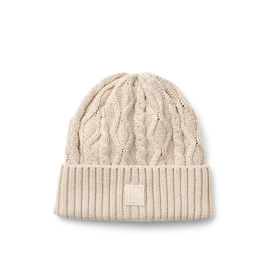 Beige Ezra Strickmütze in "Sandy" mit Strickmuster von Liewood