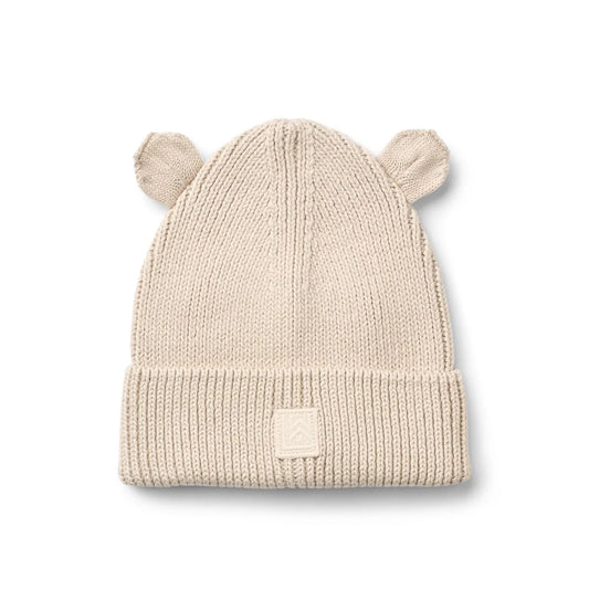 Beige Gina Strickmütze in "Sandy" von Liewood mit Öhrchen