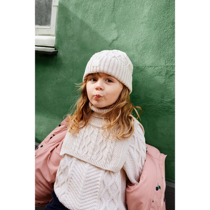 Beige Ezra Strickmütze in "Sandy" mit Strickmuster von Liewood