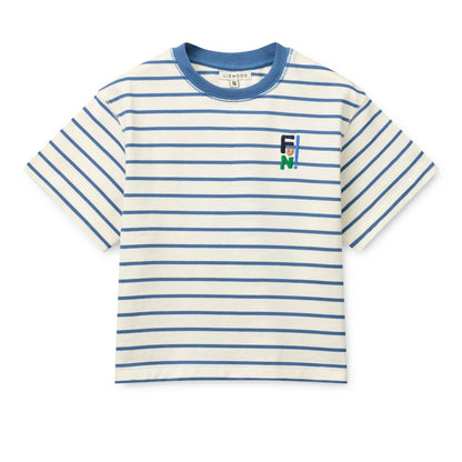 Gestreiftes Kurzarm-Shirt "Tyler" von Liewood, Riverside/Creme de la creme