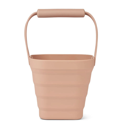 Zusammenfaltbarer Eimer in Rosa - perfekt für den Strandurlaub