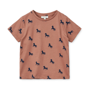 Rosa T-Shirt mit Pferde-Motiv von Liewood, Größe 56-122