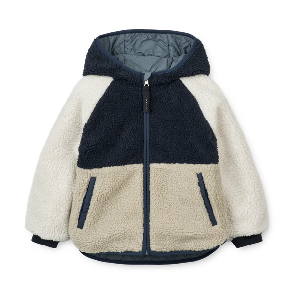 Kuschelige Wendejacke "Jackson Reversible Jacket" von Liewood, whale blue multi mix