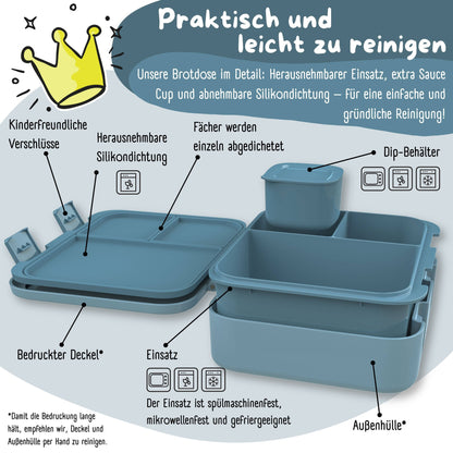Brotdose mit "Feuerwehr"-Motiv und Fächern, leicht & auslaufsicher, 650ml