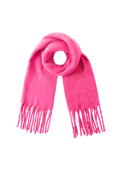 Kuscheliger Schal in knallpink mit Fransen, 50x180cm