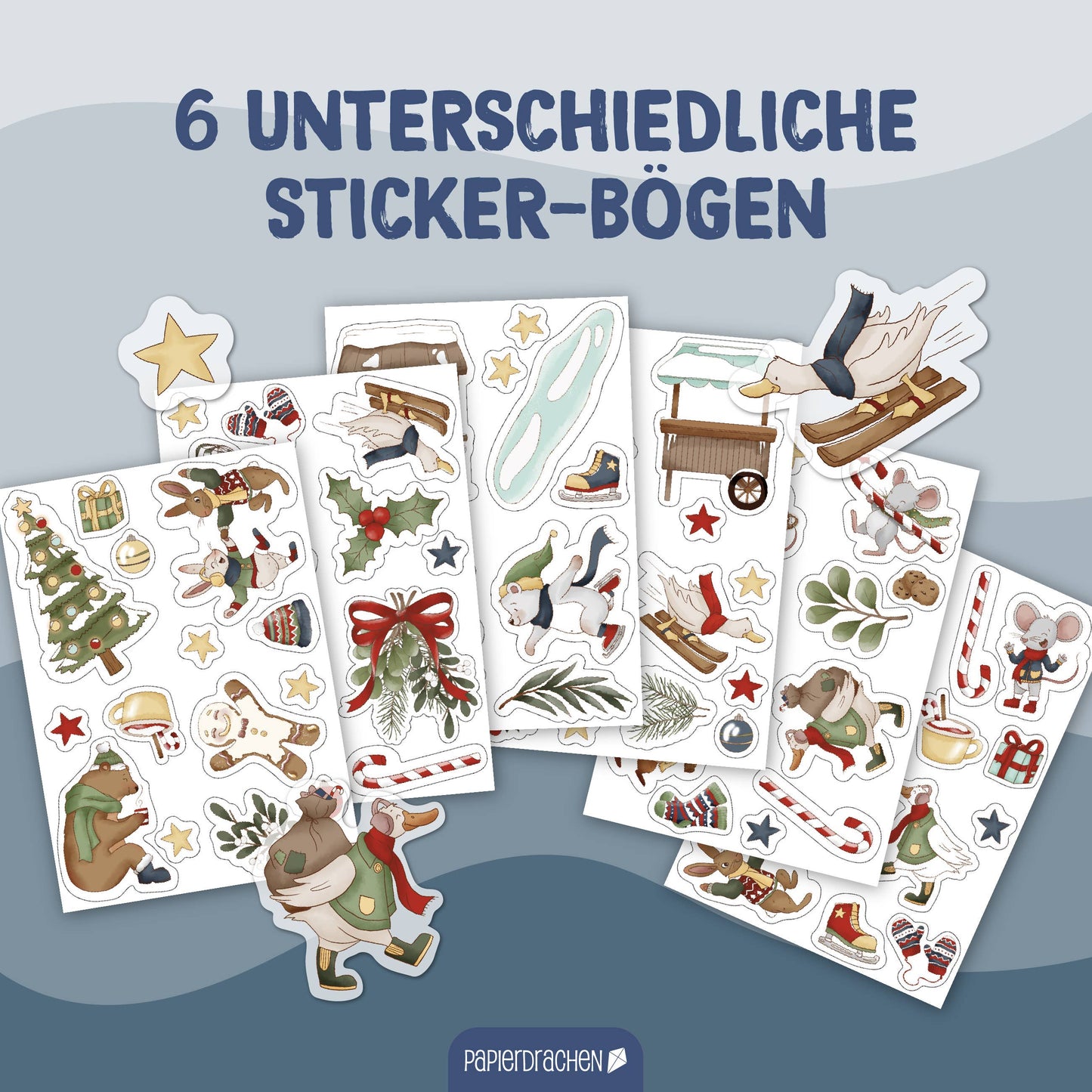 Wiederverwendbare Fensterbilder "Wintertiere" von Papierdrachen