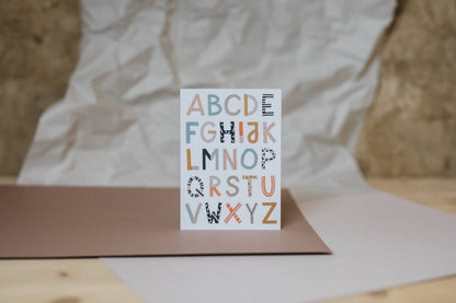 ABC-Karte von Liesel's Wicht mit buntem Alphabet – Geschenkidee zur Einschulung