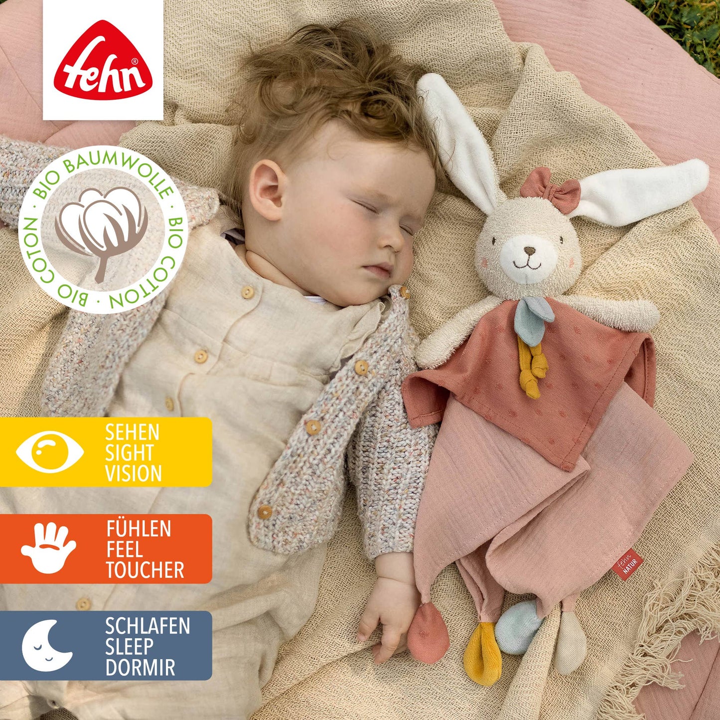 "Hase" Schmusetuch als Einschlafhilfe & Kuscheltuch von Fehn