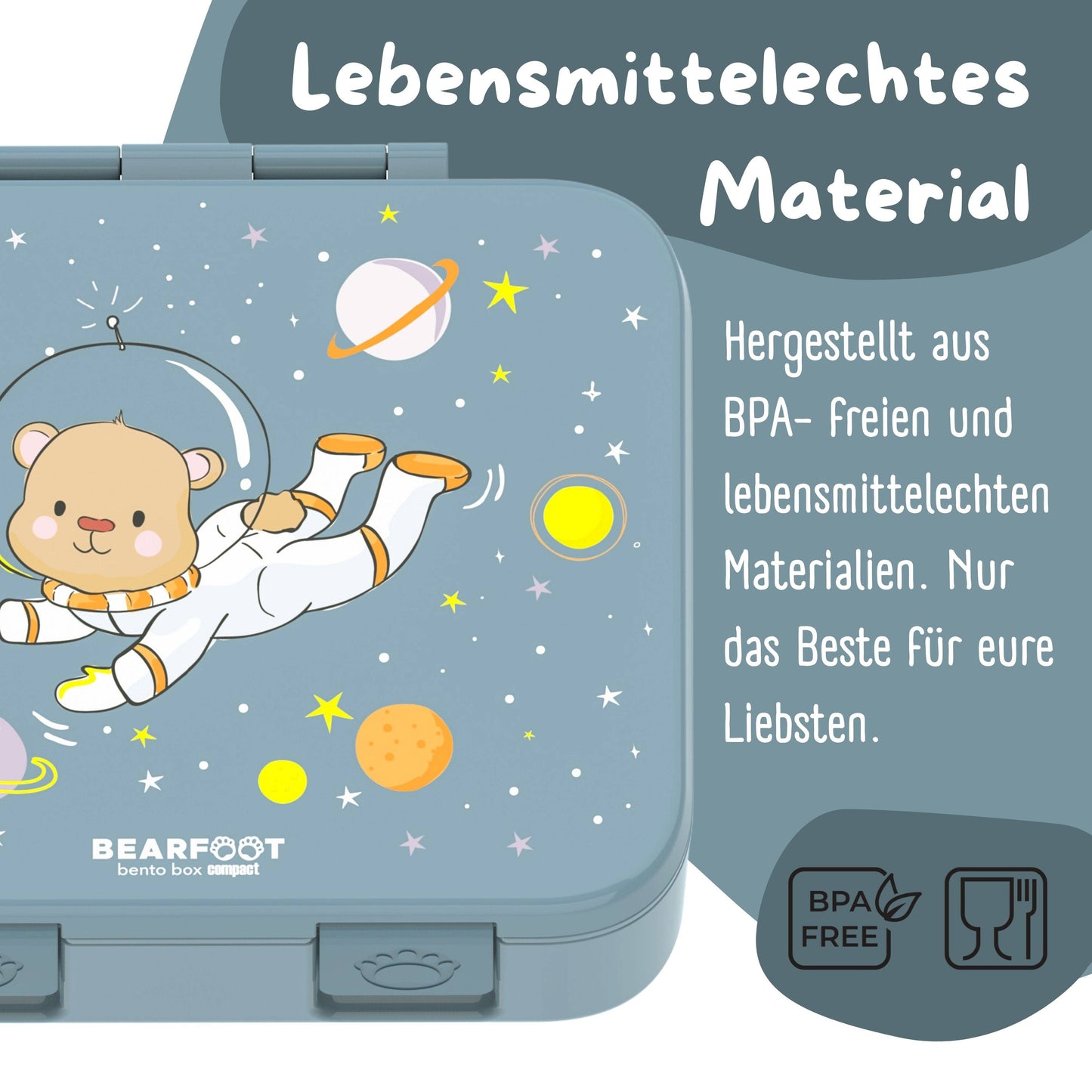 Brotdose mit "Astronaut"-Motiv mit Fächern, leicht & auslaufsicher