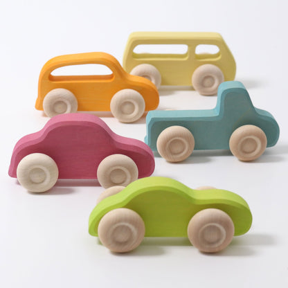 Bunte Holzautos "Slimlines" von Grimm´s, 5er Set
