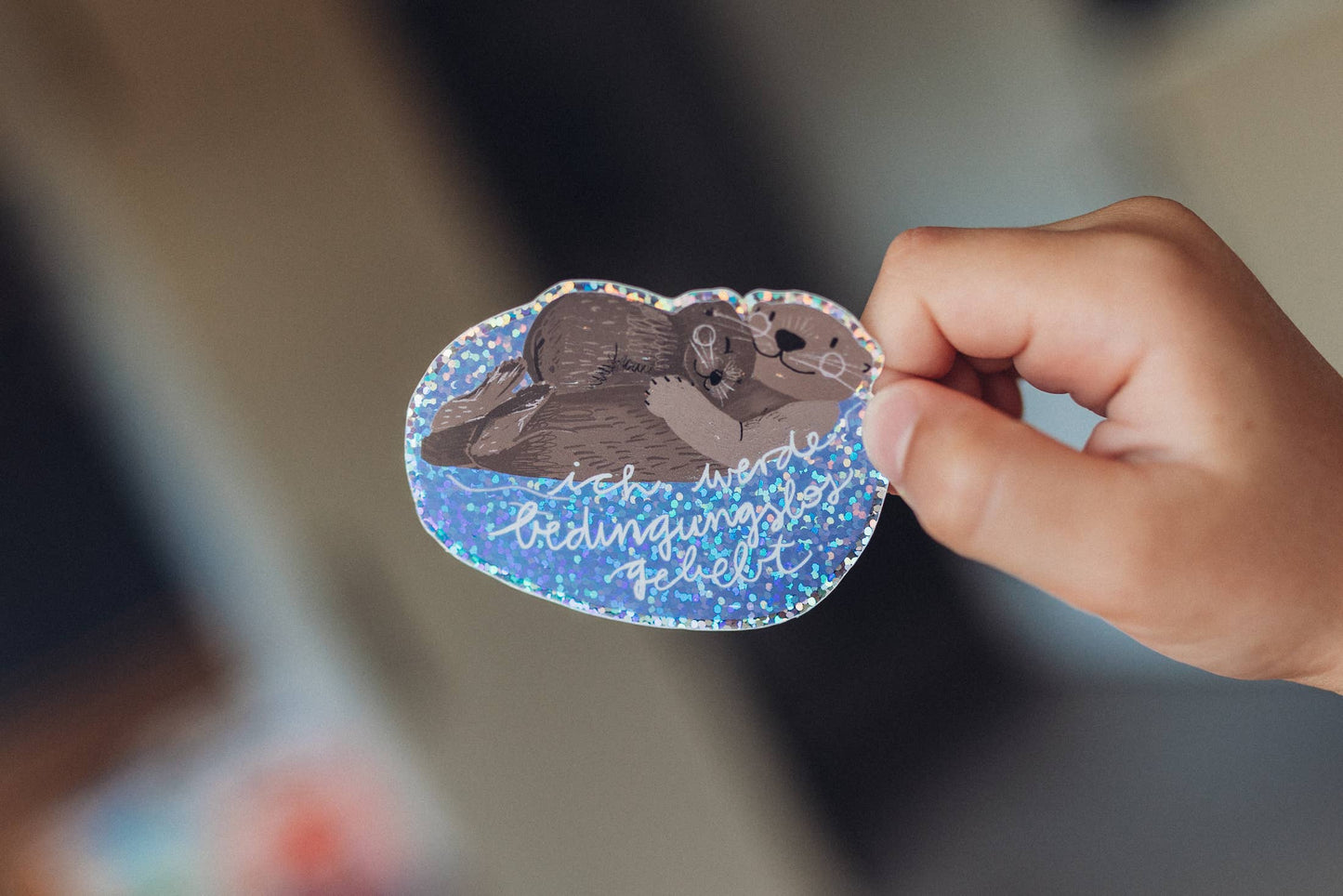 Otter-Glitzersticker "Ich werde bedingungslos geliebt" von Liesels Wicht
