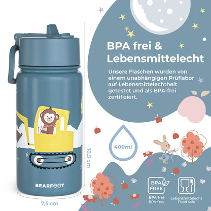 Thermo-Trinkflasche mit Bagger-Motiv für Kinder
