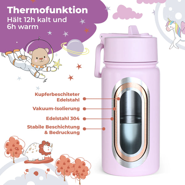 Thermo-Trinkflasche mit Einhorn-Motiv für Kinder