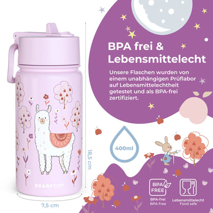 Thermo-Trinkflasche mit Lama-Motiv für Kinder