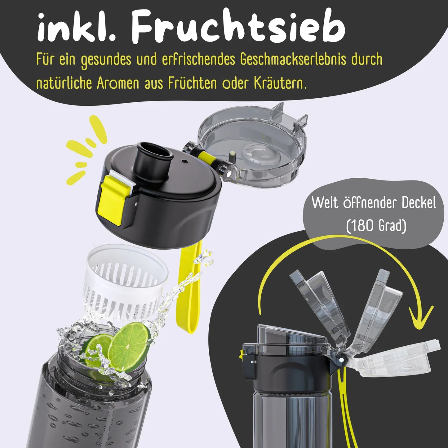 Auslaufsichere Trinkflasche "Bär" mit Stimmungsskala, 500ml