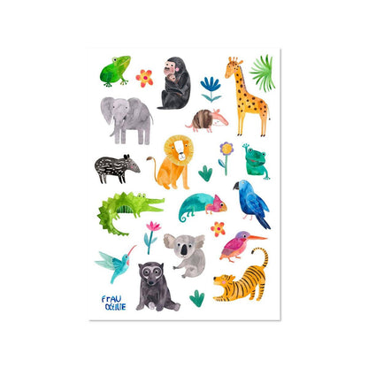 Spülmaschinenfeste Sticker "Wilde Tiere" von Frau Ottilie