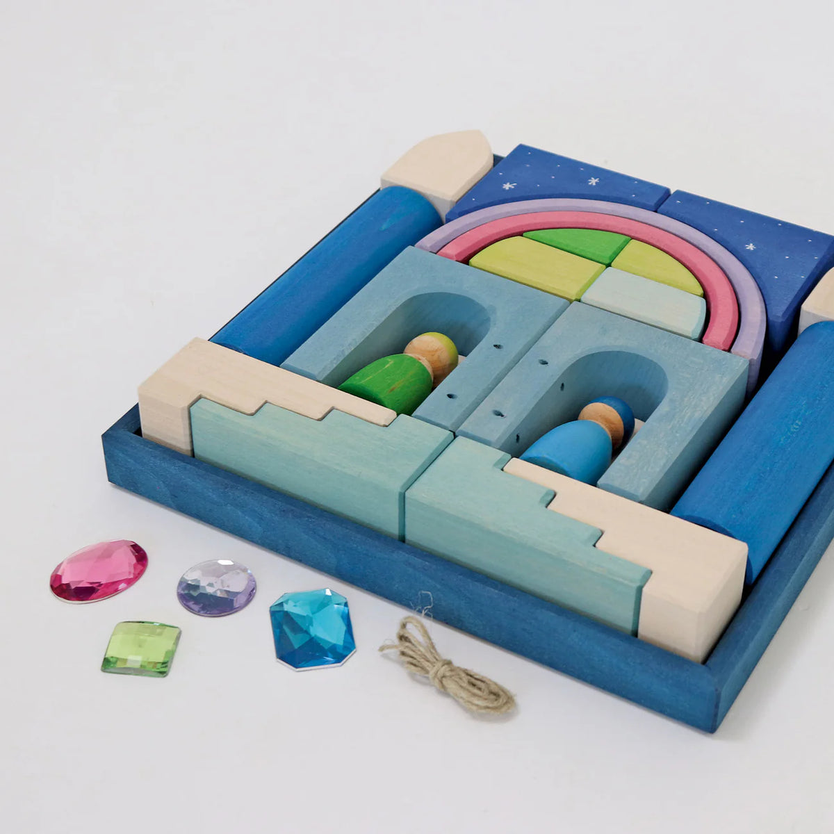 Bauwelt Polarlicht Komplettset aus Holz von Grimm's – Montessori Holzspielzeug als Geschenkidee ab 3 Jahren