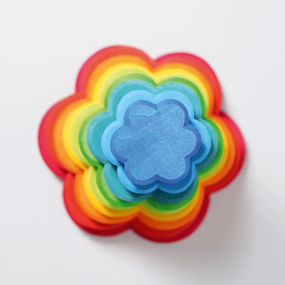 Blumen Scheibenturm von Grimm's in Regenbogenfarben – Holzspielzeug Geschenkidee zur Taufe und zum Geburtstag ab 1 Jahr