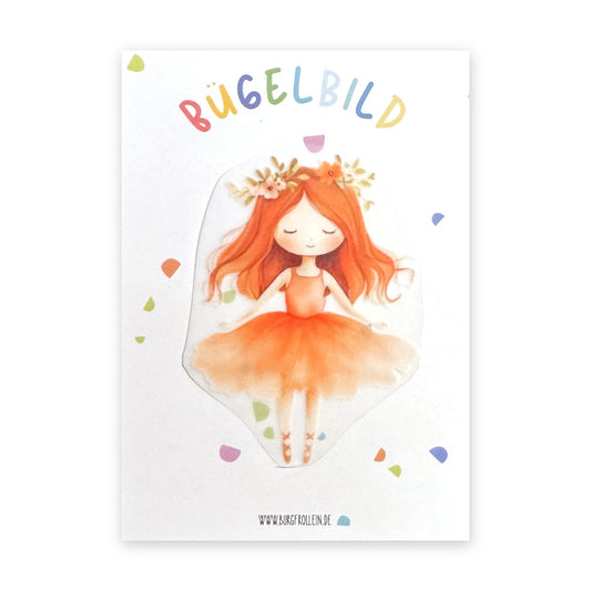Bügelbild "Ballerina orange" zum Aufbügeln (A6)
