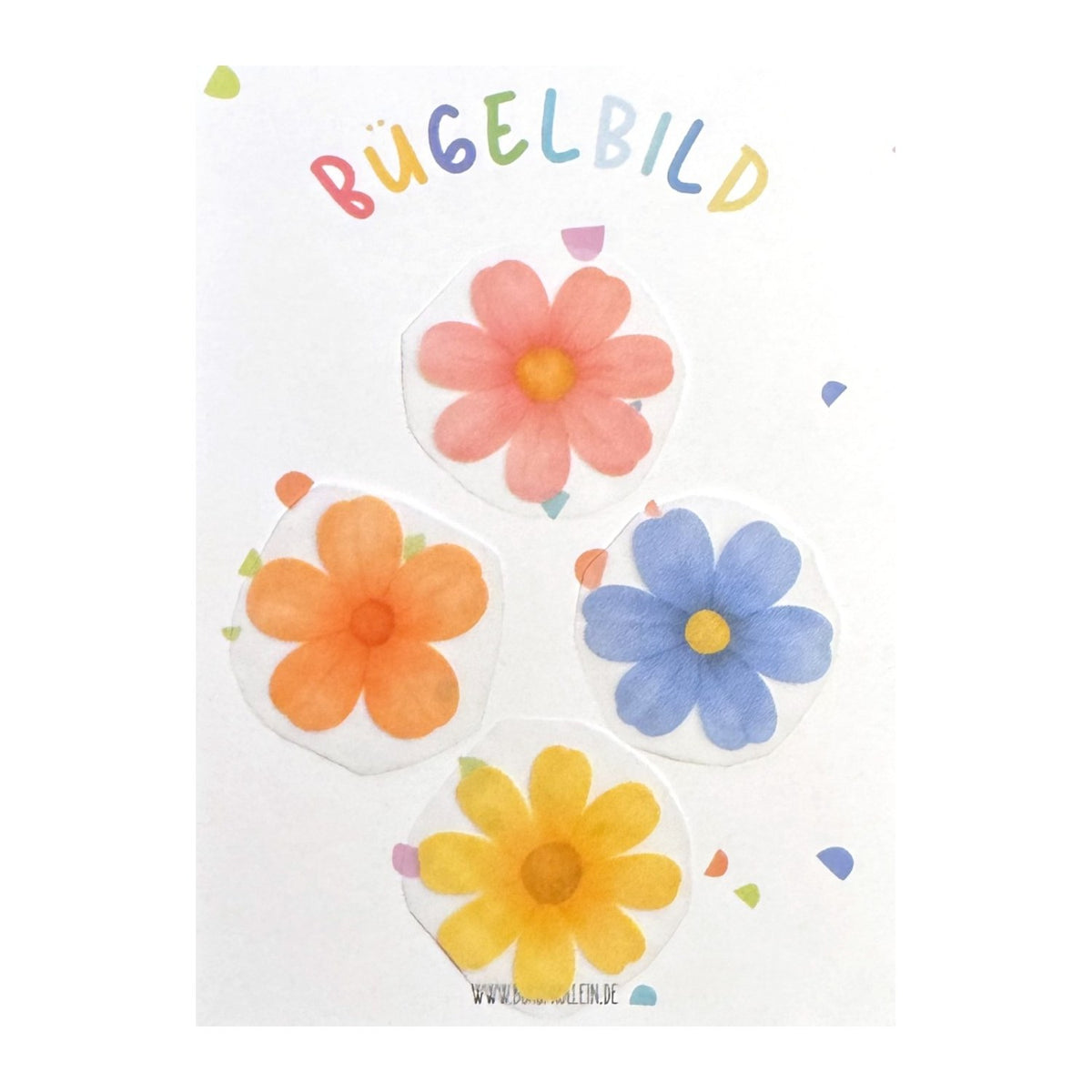 Bügelbild "Bunte Blume" zum Aufbügeln (A6) – Aufbügelmotiv von Burgfrollein