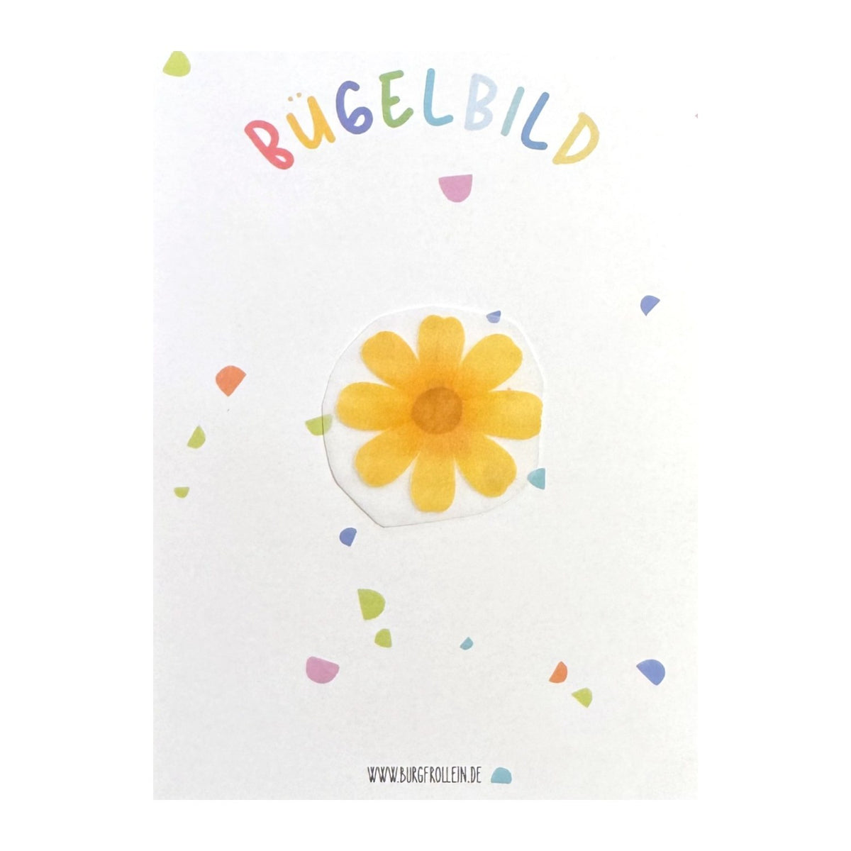 Bügelbild "Bunte Blume" zum Aufbügeln (A6) – Aufbügelmotiv von Burgfrollein