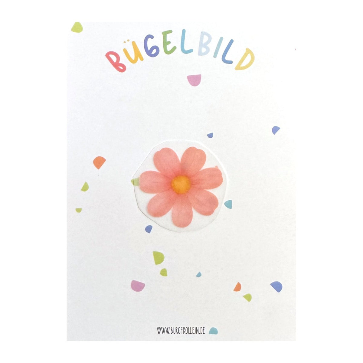 Bügelbild "Bunte Blume" zum Aufbügeln (A6) – Aufbügelmotiv von Burgfrollein