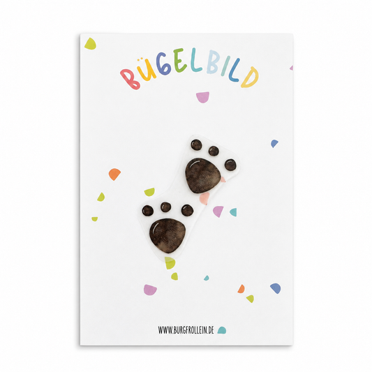 Bügelbild "Dinosaurier Fußspuren" zum Aufbügeln (A6) – Aufbügelmotiv für Kinderkleidung von Burgfrollein