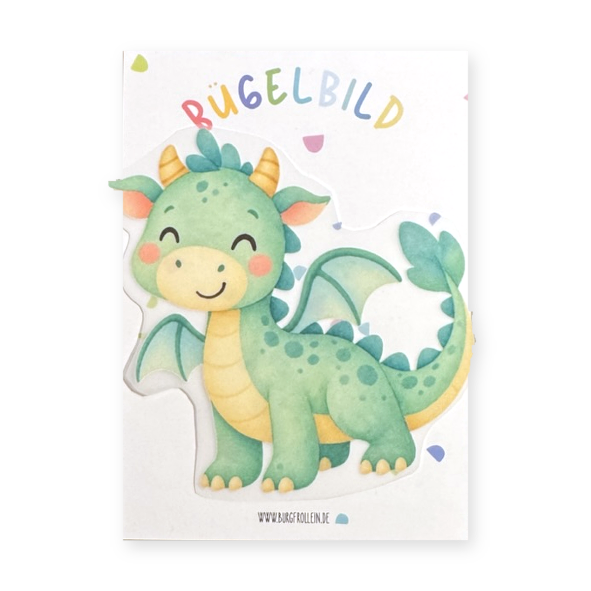 Bügelbild "Drache" zum Aufbügeln (A6) – Fantasie-Aufbügelmotiv für Kinderkleidung von Burgfrollein