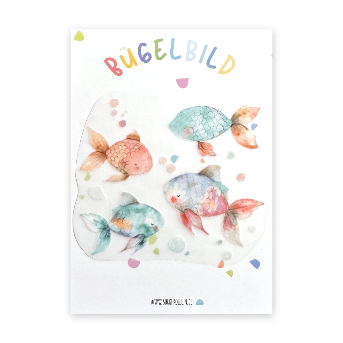 Bügelbild "Fische" zum Aufbügeln (A6) – Aufbügelmotiv für Kinderkleidung von Burgfrollein