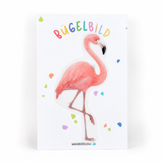 Bügelbild "Flamingo" zum Aufbügeln (A6) – Tier-Aufbügelmotiv für Kinderkleidung von Burgfrollein