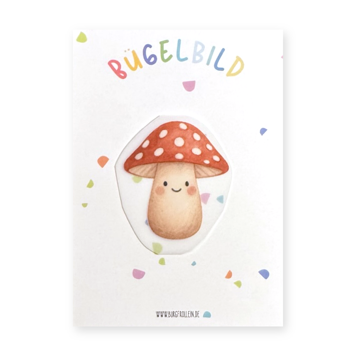 Bügelbild "Fliegenpilz" zum Aufbügeln (A6) – Herbst- und Wald-Aufbügelmotiv für Kinderkleidung von Burgfrollein