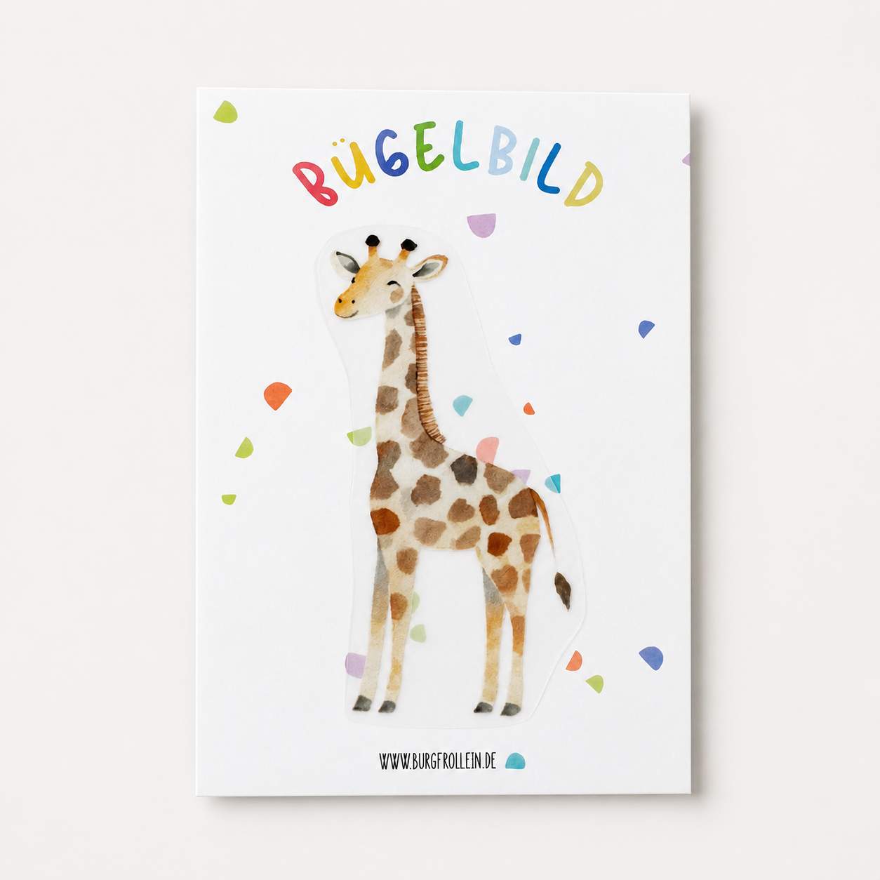 Bügelbild "Giraffe" zum Aufbügeln (A6) – Tier-Aufbügelmotiv für Kinderkleidung von Burgfrollein