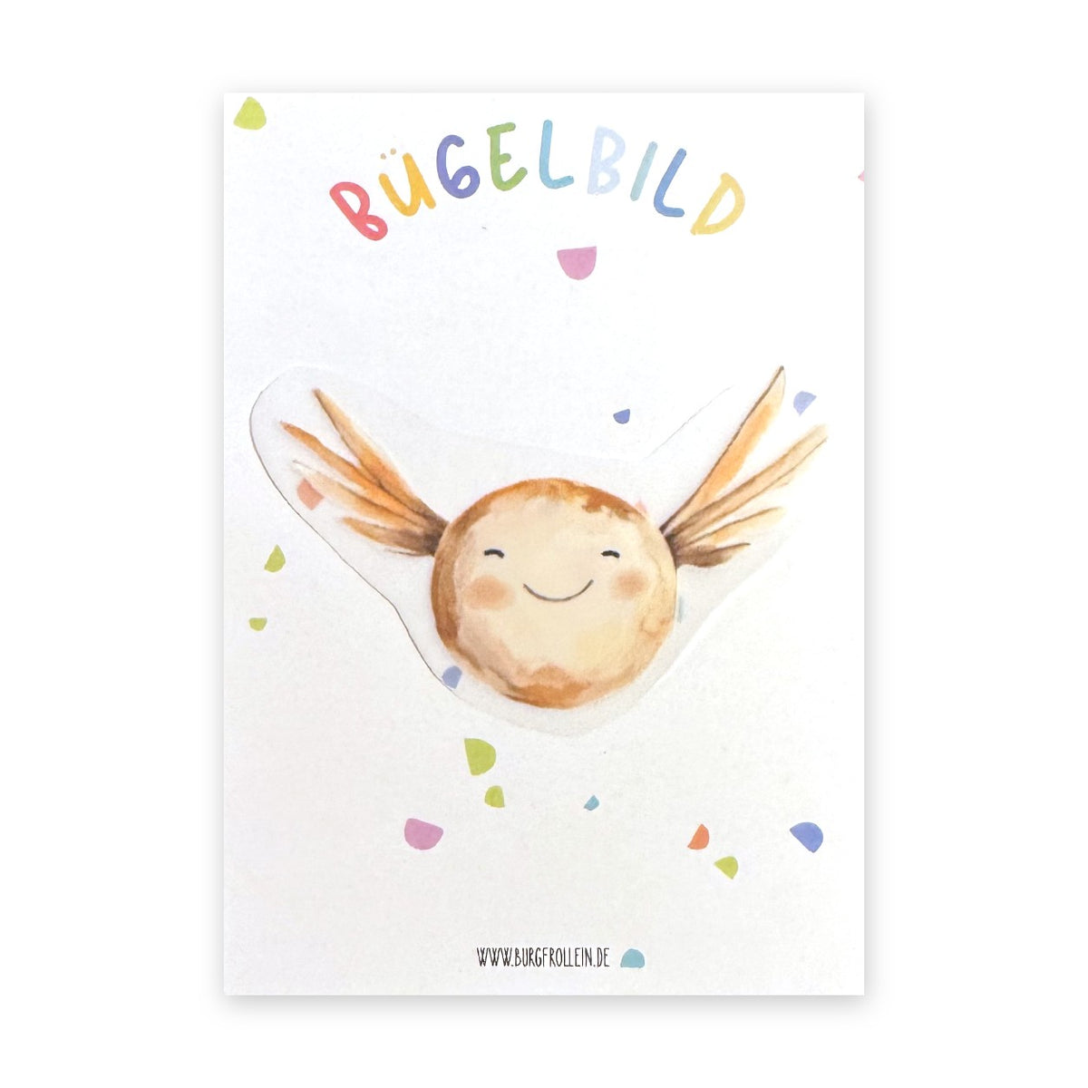 Bügelbild "Goldene Kugel mit Flügeln" zum Aufbügeln (A6) – Zauber-Aufbügelmotiv für Kinderkleidung, Geschenkidee für kleine Zauber-Fans von Burgfrollein