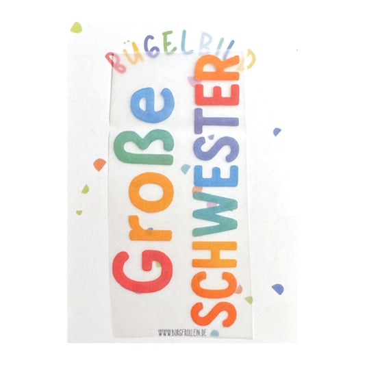 Bügelbild "Große Schwester" zum Aufbügeln (A6) – Aufbügelmotiv von Burgfrollein