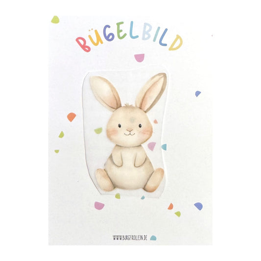 Bügelbild "Hase" zum Aufbügeln (A6) – Aufbügelmotiv von Burgfrollein