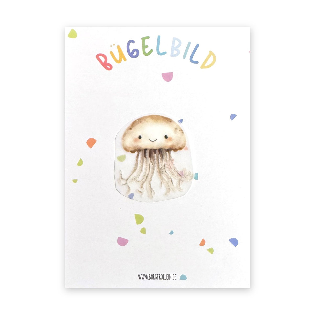Bügelbild "Helle Qualle" zum Aufbügeln (A6) – Meeres-Aufbügelmotiv für Kinderkleidung von Burgfrollein