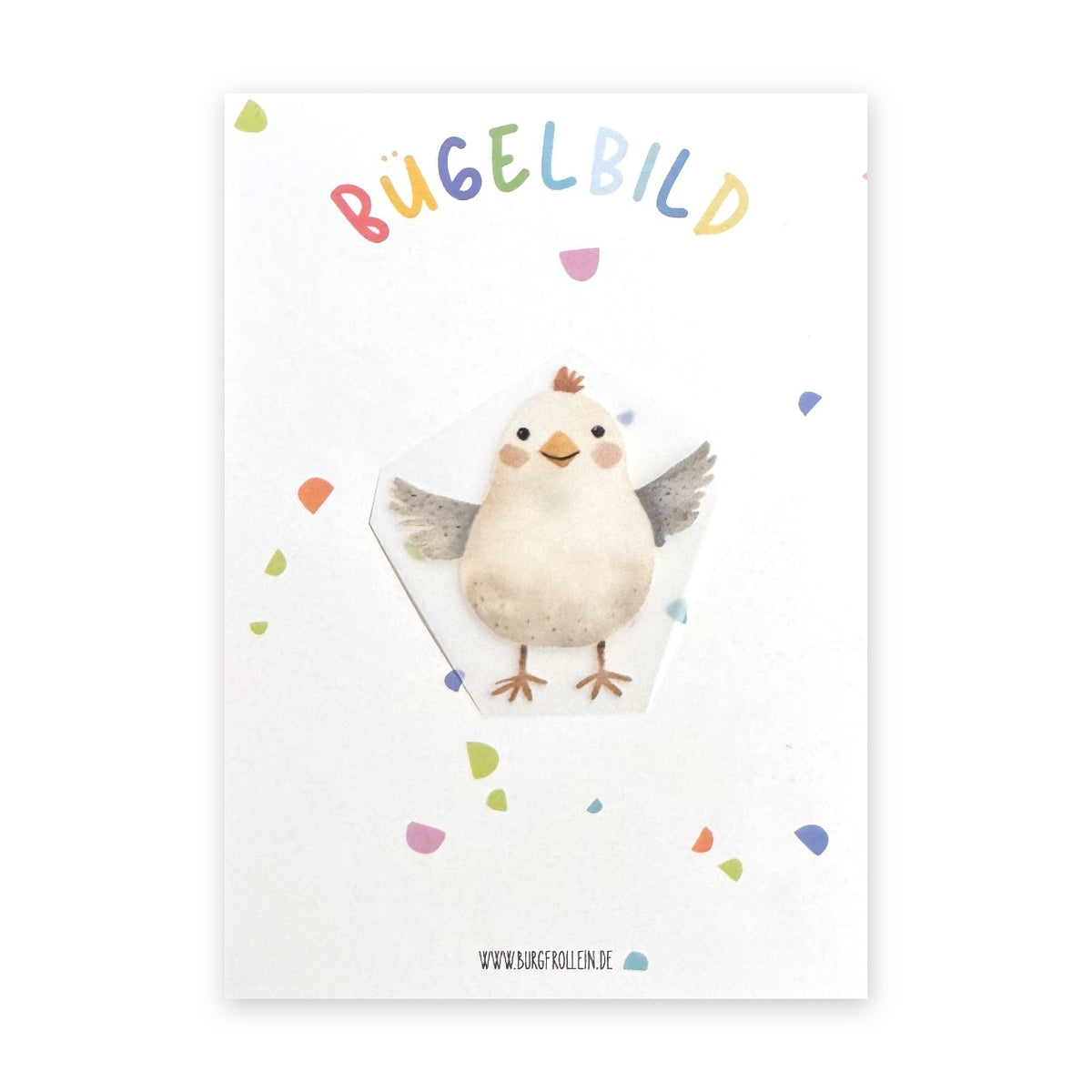 Bügelbild "Huhn" (Bauernhof) zum Aufbügeln (A6) – Bauernhof-Aufbügelmotiv für Kinderkleidung von Burgfrollein
