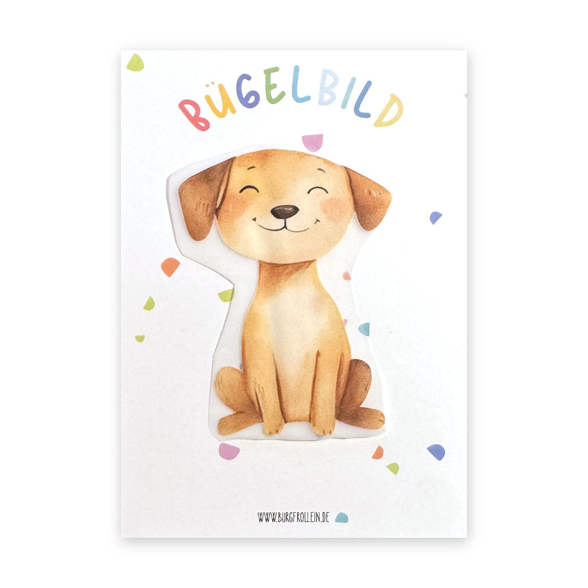 Bügelbild "Hund" zum Aufbügeln (A6) – Hunde-Aufbügelmotiv für Kinderkleidung von Burgfrollein