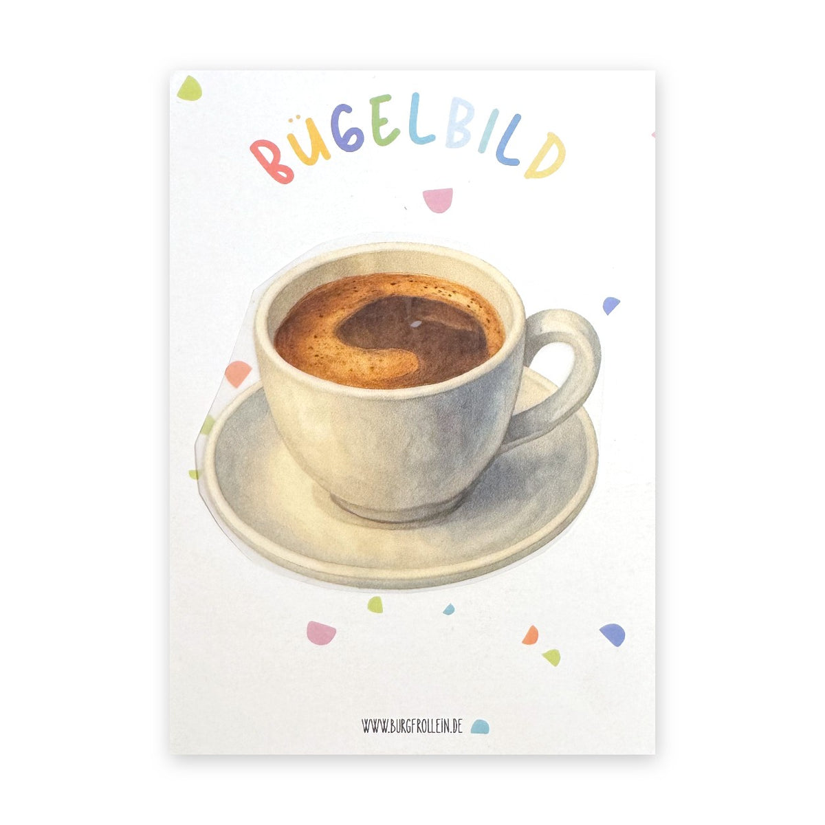 Bügelbild "Kaffee" zum Aufbügeln (A6) – Café-Aufbügelmotiv für Shirts und Taschen, Geschenkidee für Kaffeeliebhaber von Burgfrollein