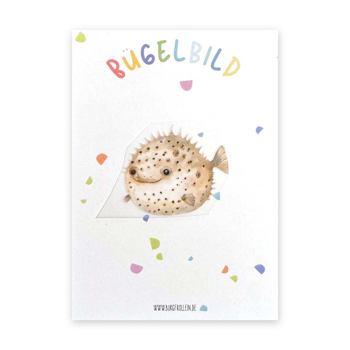 Bügelbild "Kugelfisch" zum Aufbügeln (A6) – Aufbügelmotiv für Kinderkleidung von Burgfrollein