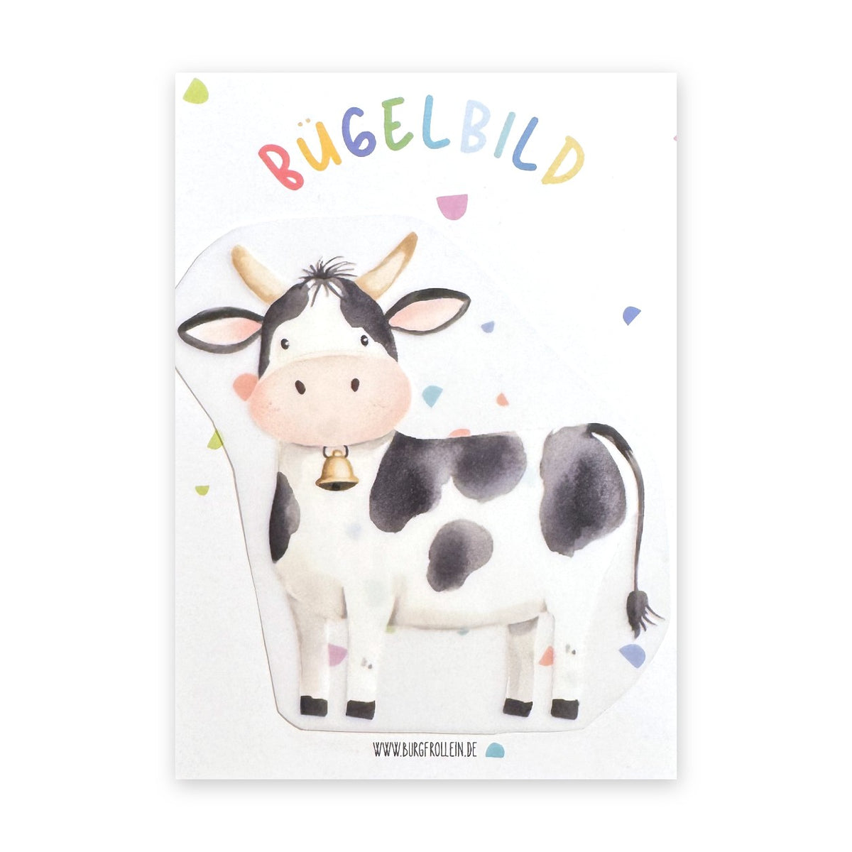 Bügelbild "Kuh" zum Aufbügeln (A6) – Bauernhof-Aufbügelmotiv für Kinderkleidung von Burgfrollein