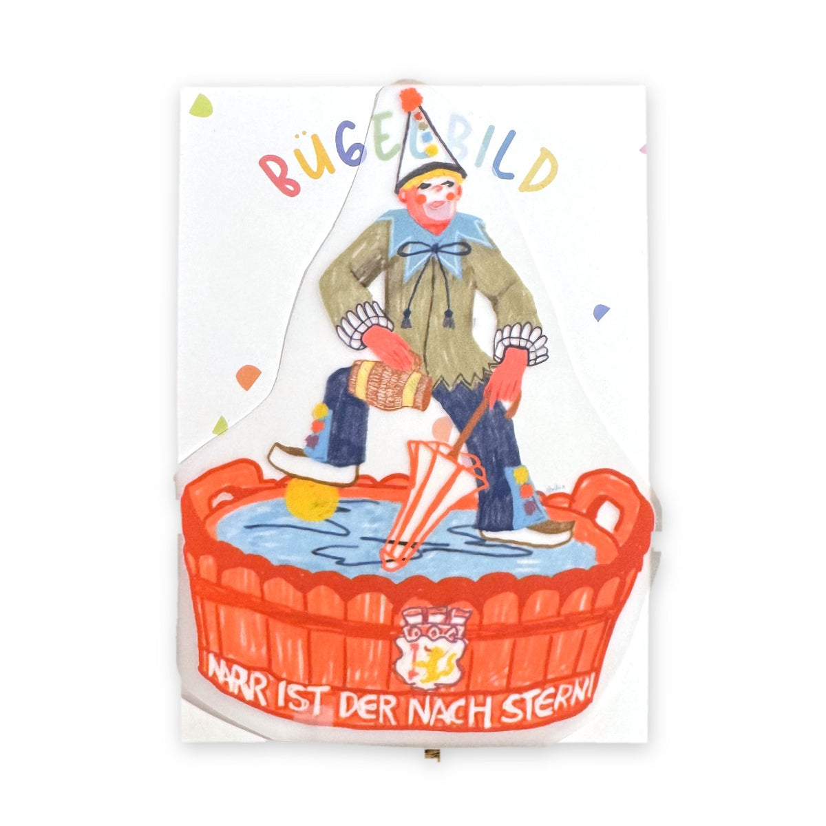 Bügelbild "Narrenbrunnen" groß (15 x 11 cm) zum Aufbügeln – Karnevals-Aufbügelmotiv für Kostüme, Shirts und Kinderkleidung von Burgfrollein