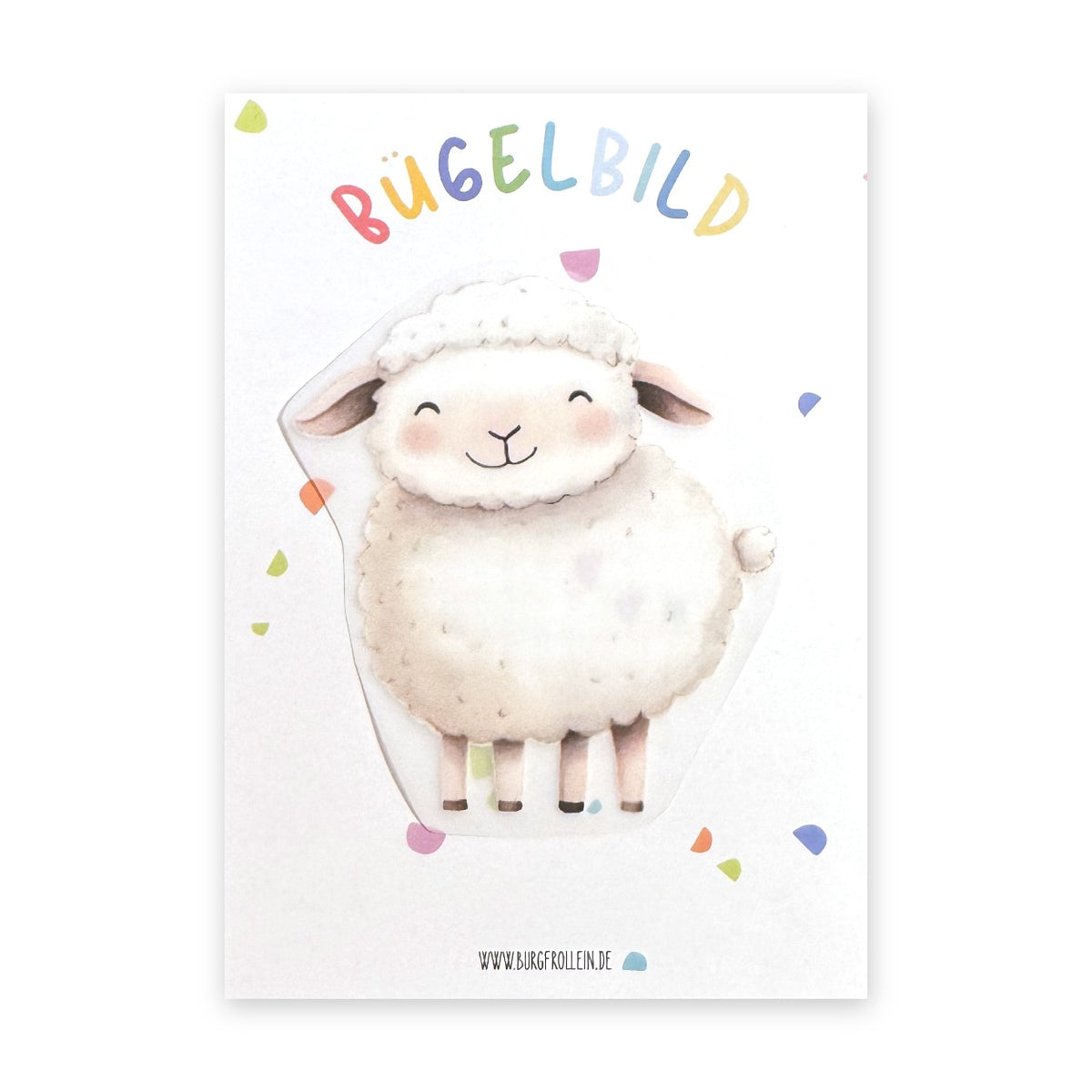 Bügelbild "Schaf" zum Aufbügeln (A6) – Bauernhof-Aufbügelmotiv für Kinderkleidung von Burgfrollein