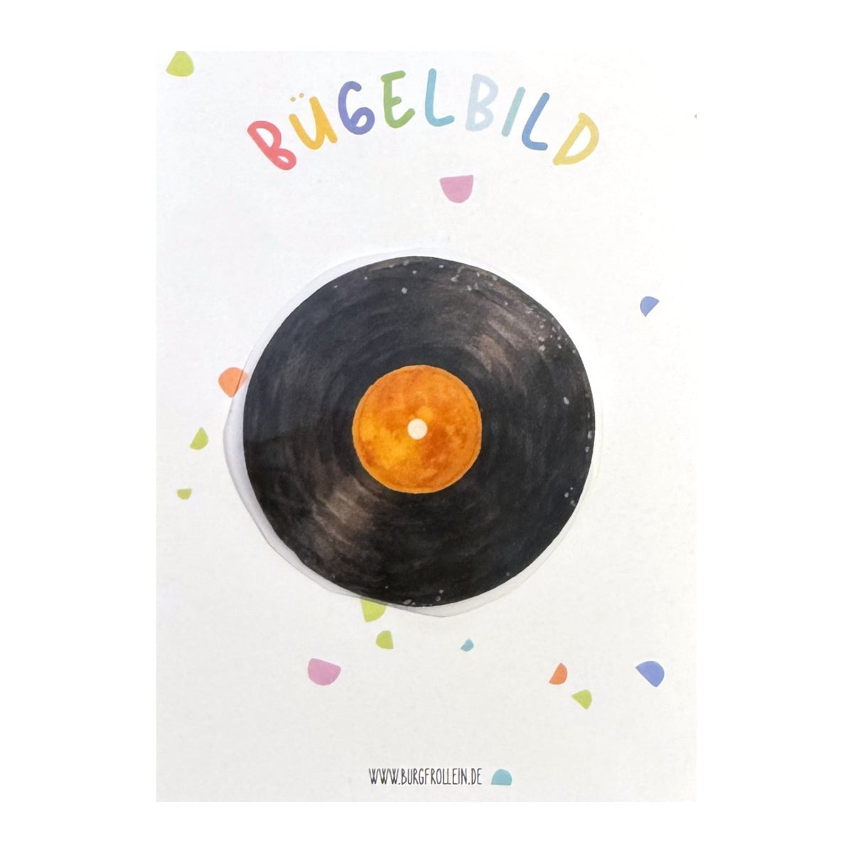 Bügelbild "Schallplatte" zum Aufbügeln (A6) – Aufbügelmotiv von Burgfrollein