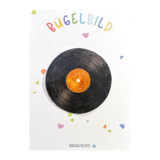 Bügelbild "Schallplatte" zum Aufbügeln (A6) – Aufbügelmotiv von Burgfrollein